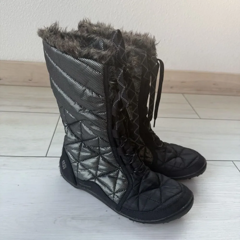 Columbia Shoe Omni-Grip 200 Grams Women 8 Snow Boots Waterproof Black Faux Fur